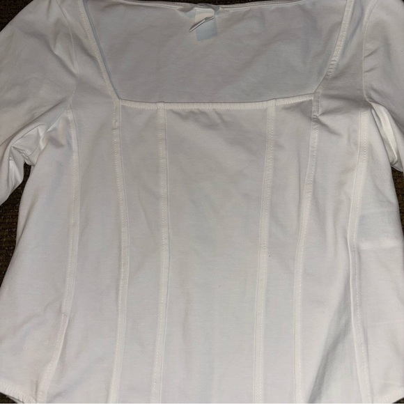 H&M White Long Sleeve Thong Bodysuit Size L - Picture 3 of 10